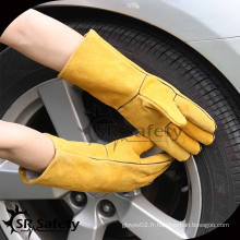 SRSAFETY Gants de travail plus long gants de soudure en cuir / jaune